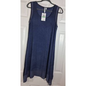 Cable & gauge womens large shift dress midi  blue soft casual travel lounge